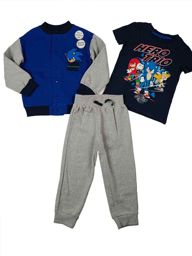 B16497 | Car's, Hot Wheel, MARVEL, SONIC, SPIDER-MAN Character Printed Boys 3 Pc Jogging Sets