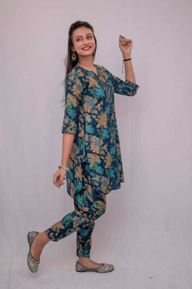 Modal Silk Matching Kurta Pant Set - Bust Size: 38