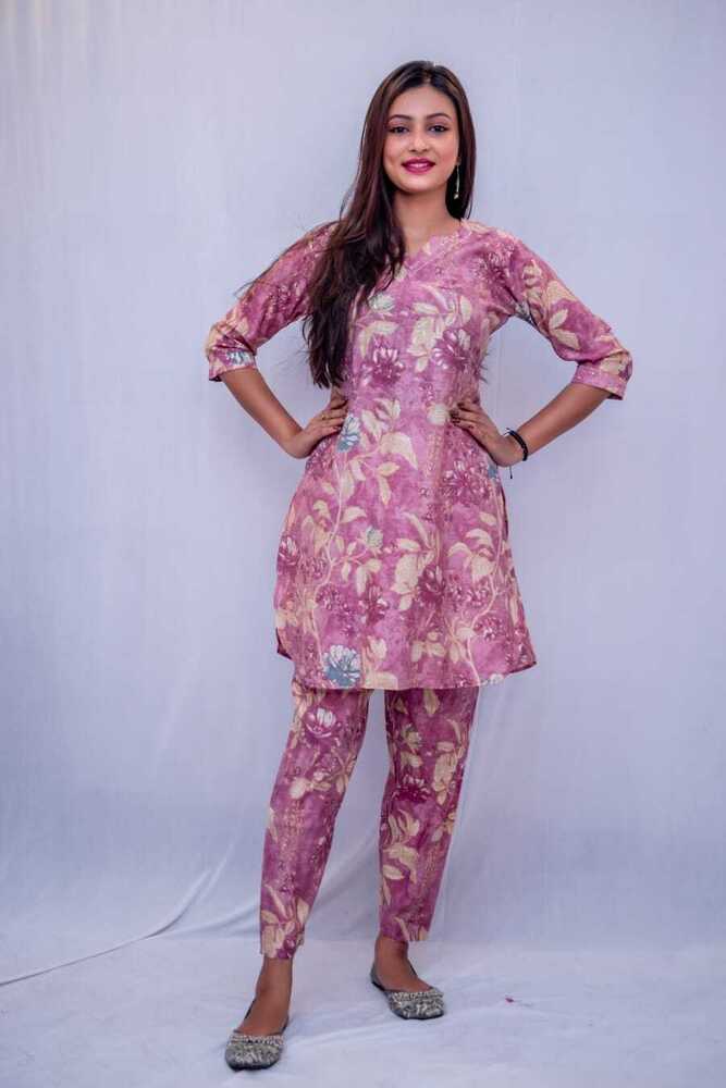 Modal Silk Kurta Pant Set With Embroidery Work