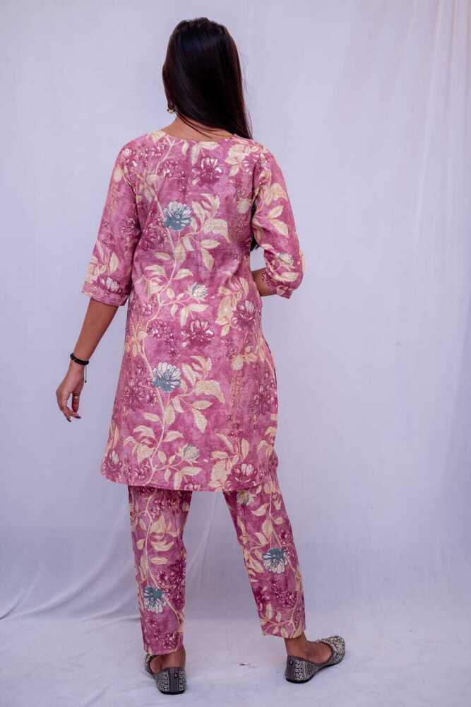 Modal Silk Kurta Pant Set With Embroidery Work