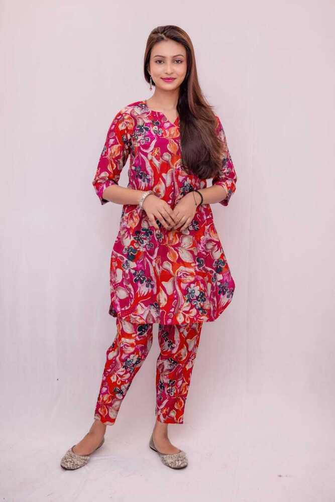 Modal Silk Kurta Pant Set Magenta