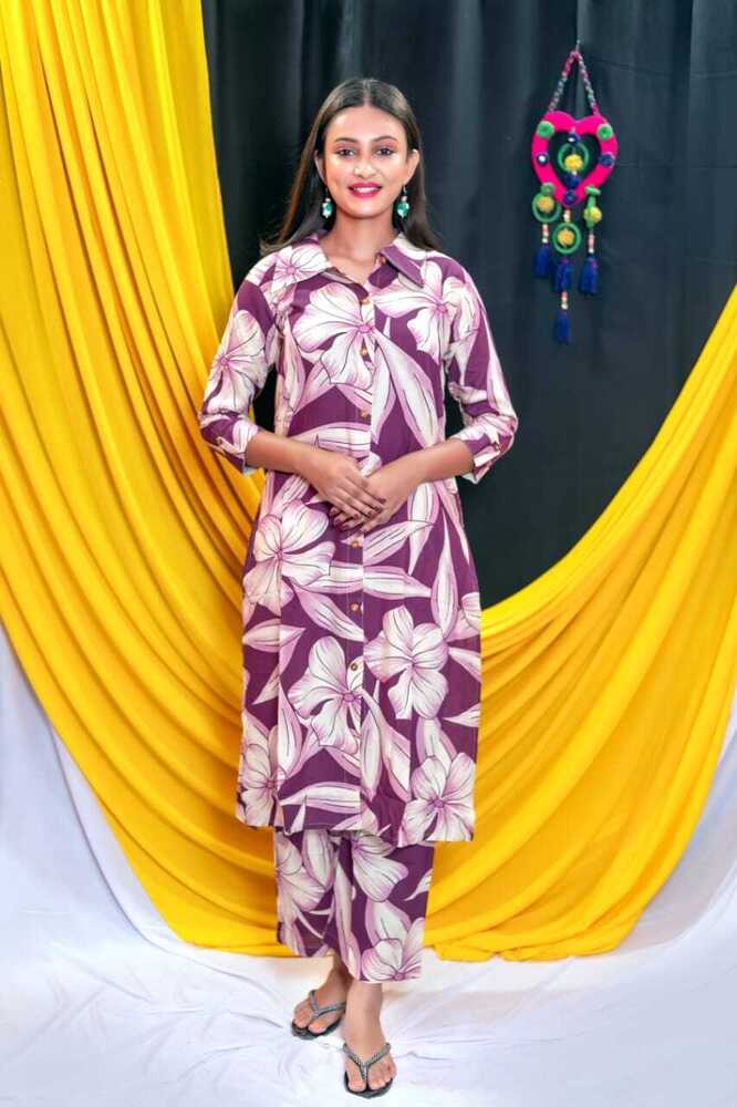 Stylish Rayon Cord Set With Both Side Pocket