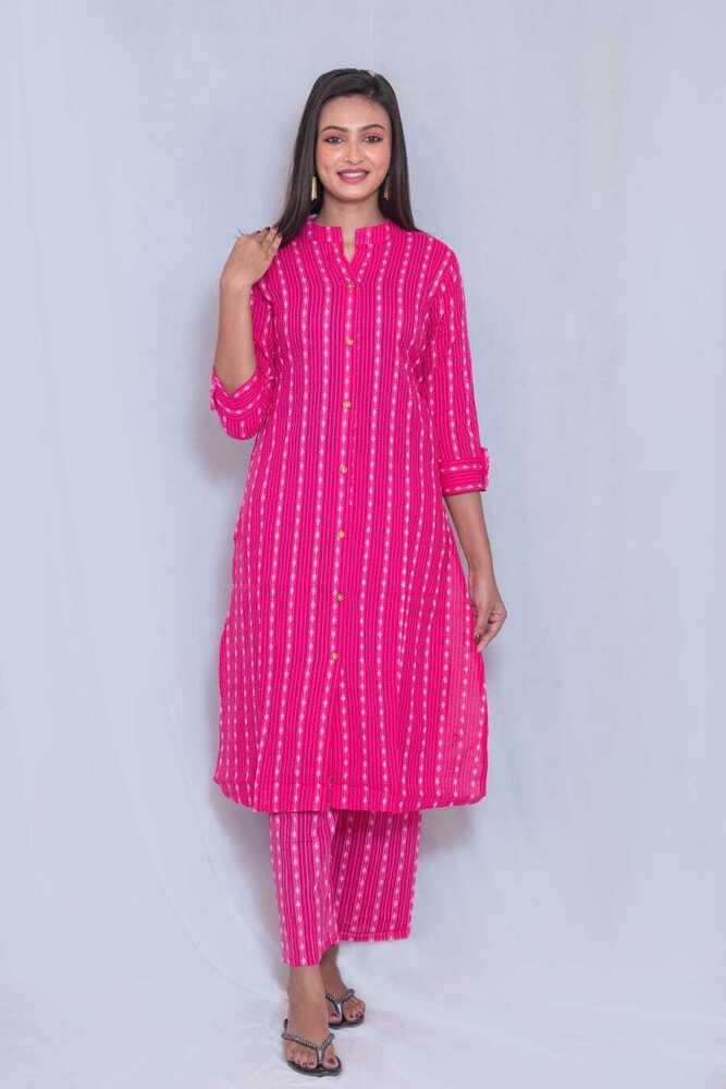 Kantha Cotton A-Line Kurti Pant Set