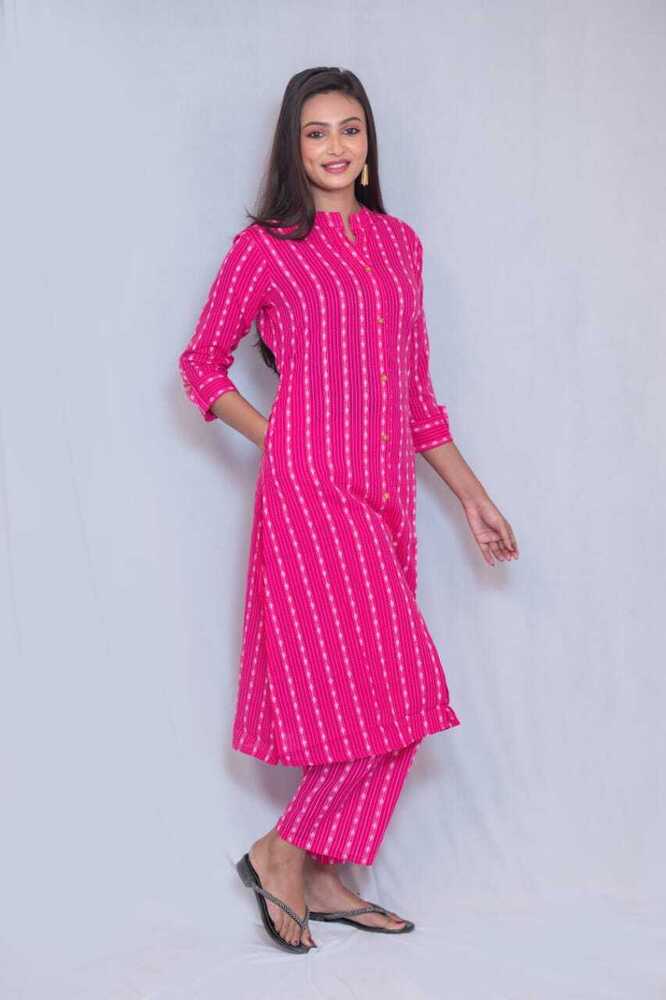 Kantha Cotton A-Line Kurti Pant Set