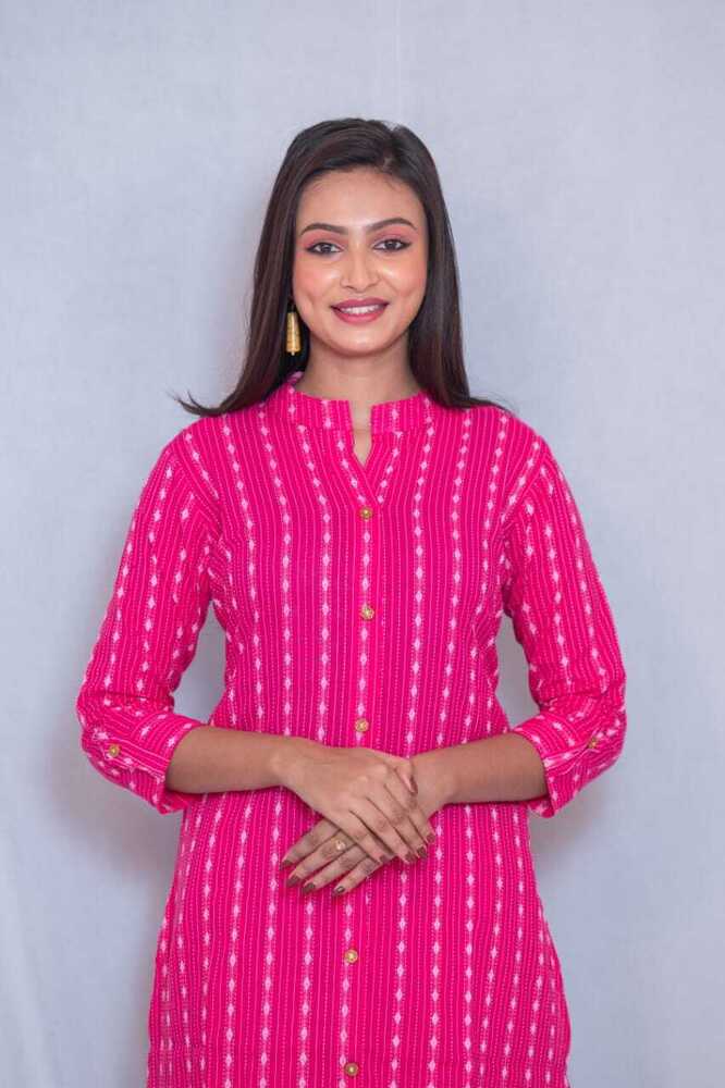 Kantha Cotton A-Line Kurti Pant Set