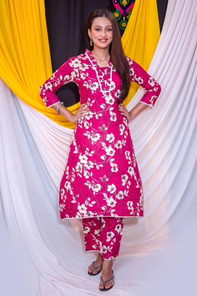 Heavy Rayon A-Line Pant Set Comfortable Fit With Pocket