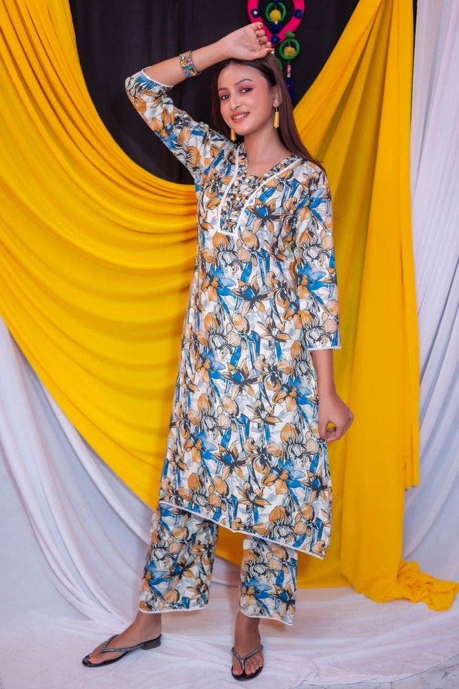 Designer Rayon A-line Kurta Pant Set