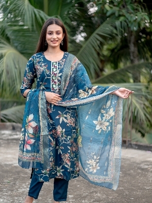 Vatican Silk Discharge Print Suit Set