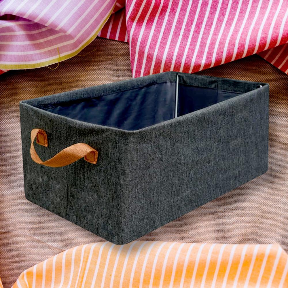 Foldable Storage Box Handles Cotton Linen Organizer for Nursery 45 cm