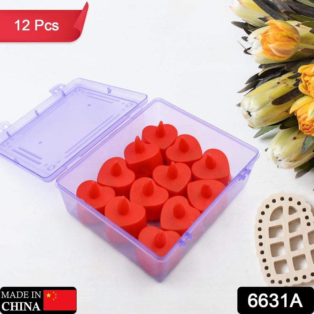 Flameless Candles LED Heart Shape Tea Light Candles Multi Color Electrical Diya Candles Battery Operated Fake Candles for Gift/Home Decoration Diwali Navratri Lighting, Diwali (Pack of 12)