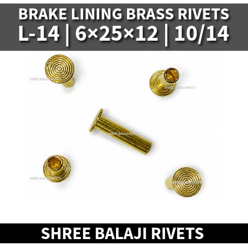 6*25*12 Industrial Brake Lining Brass semi Hollow Rivets