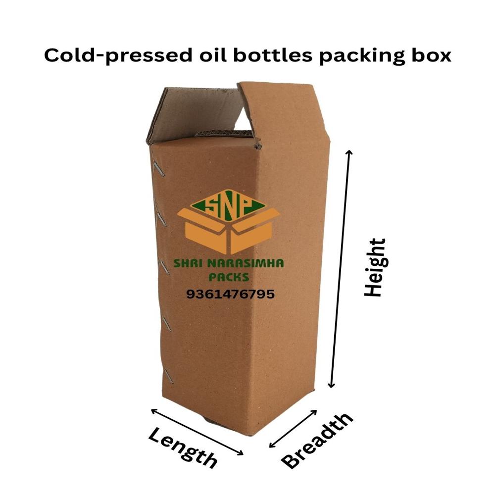 Cold-Pressed Oil Bottles Packing Box - Color: Brown