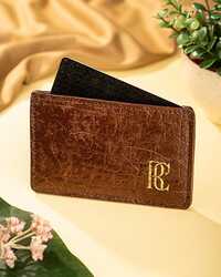 Mini Leather Card Holder - Genuine Leather, 11x7 Cm, Brown | Hand-stitched, Water-repellent, 8-10 Card Capacity