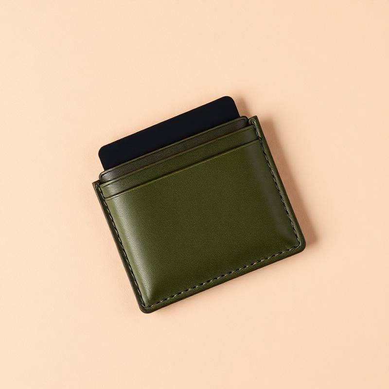 Card Holder - Genuine Leather, Standard 10x7 cm, Brown, Magnetic Snap Closure | Slim Design, Hand-Stitched Edges, Splash Proof, Custom Logo