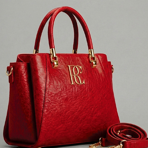 Vegan Leather Red Textured Handbag