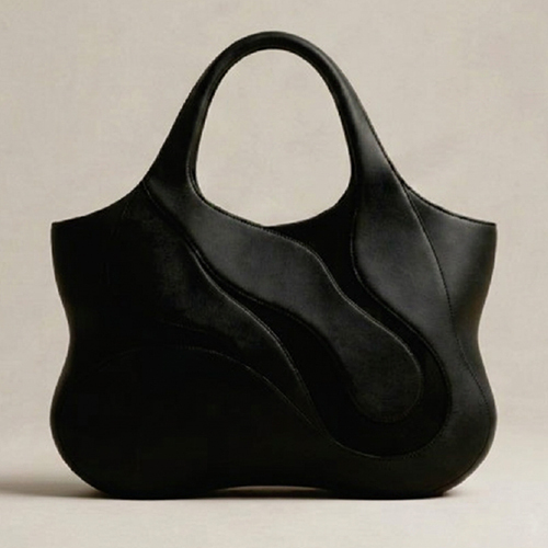 Vegan Leather Unique Black Handbag