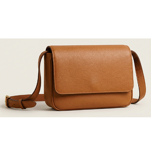 Vegan Leather Brown Look Structured Crossbody Bag