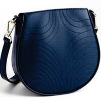 Navy Blue Handmade Leather Bag - Genuine Leather 35x25x34 Cm, Solid Pattern, Water-resistant, Zip Closure, Triple Compartments