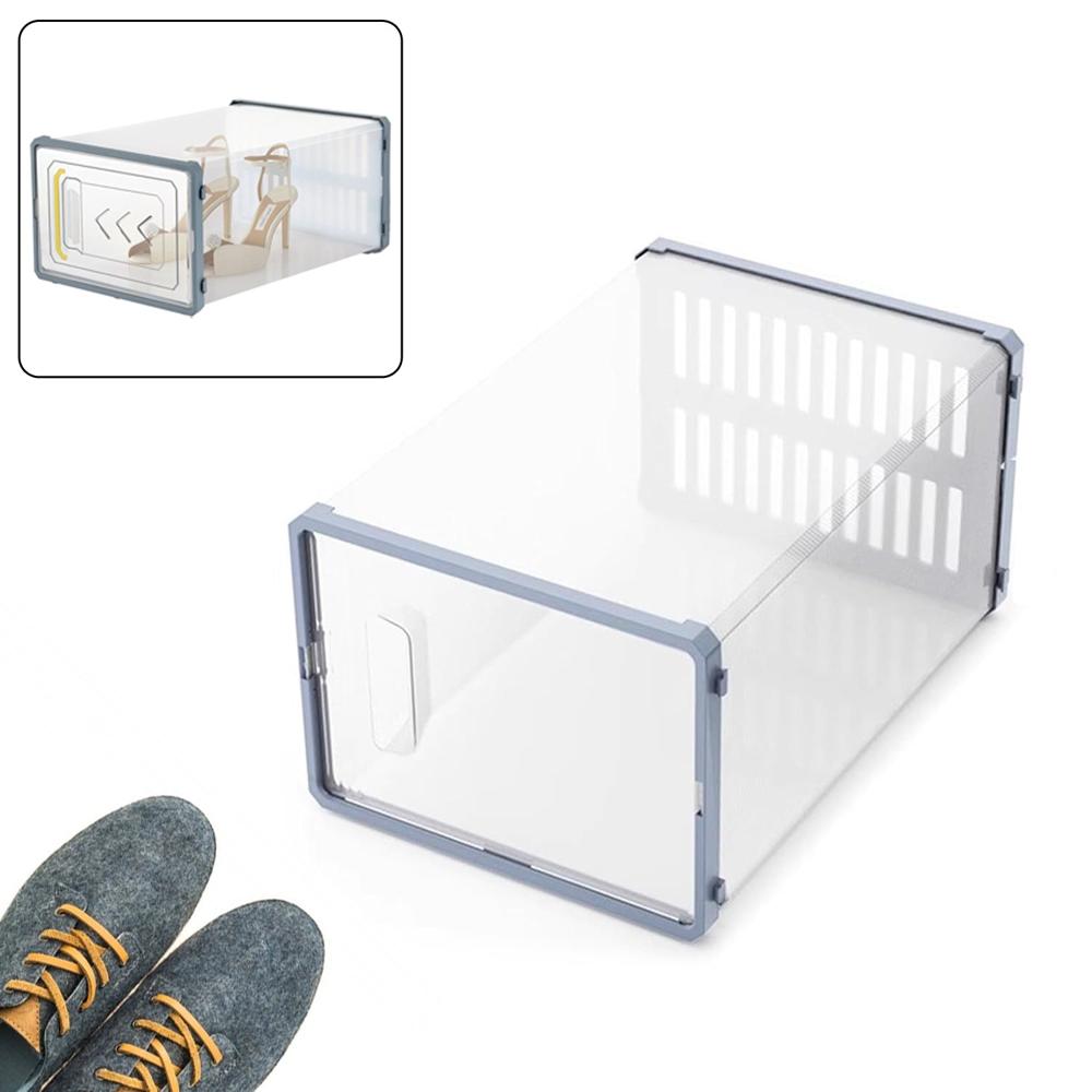 Plastic Stackable Shoe Storage Box (1 Pc) - Color: Mix