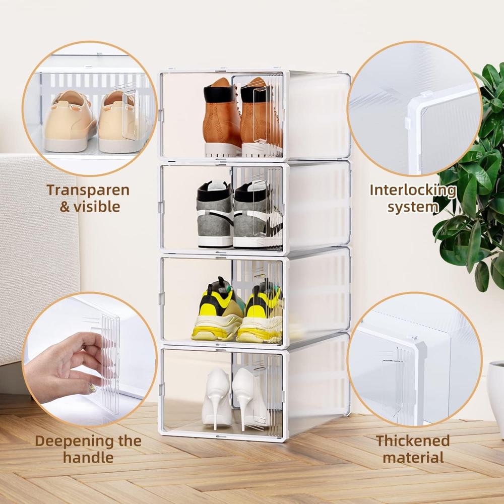 Plastic Stackable Shoe Storage Box (1 Pc) - Color: Mix