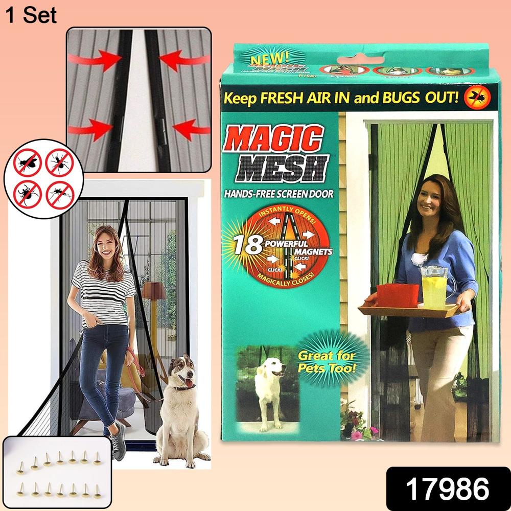 Magic Mesh Hands-Free Screen Door Instant Opening (1 Set) - Color: Mix