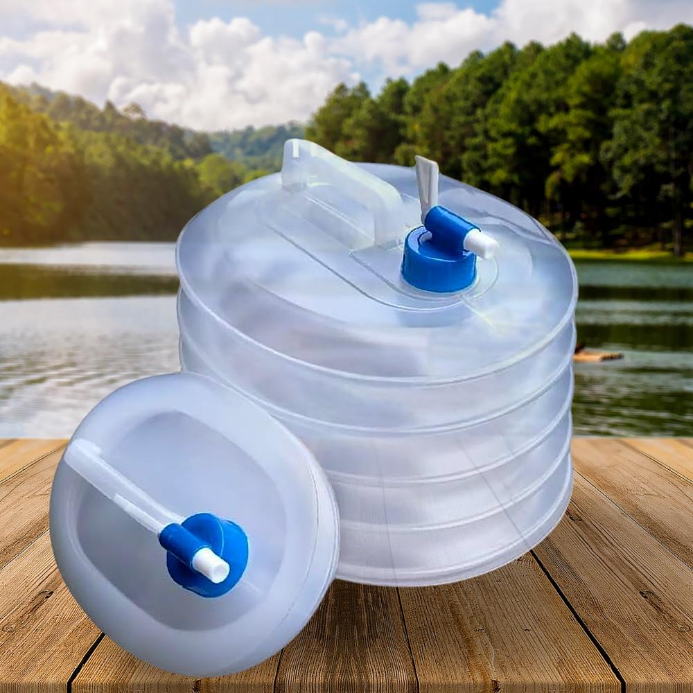 Outdoor Camping Collapsible Water Container With Carry Handle & Tap Valve - Color: Mix