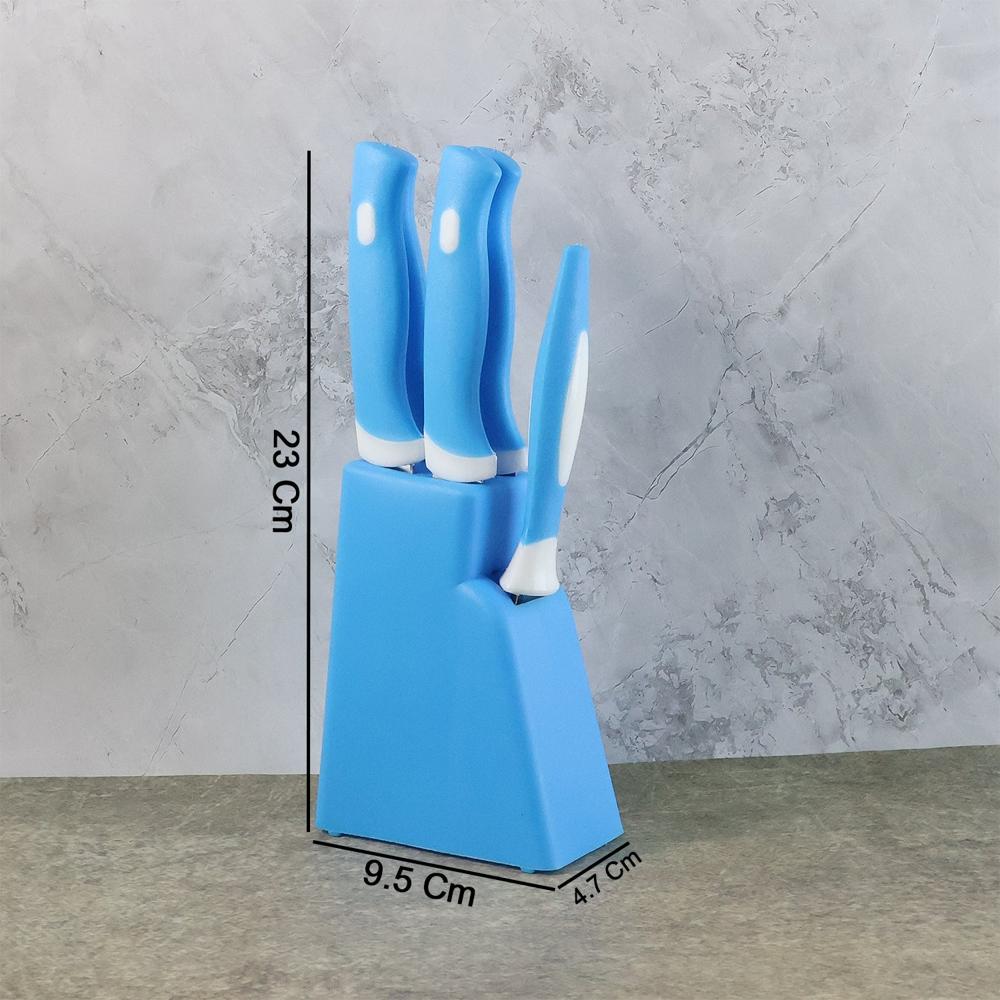 Stainless Steel Knife & Peeler Set with Stand - 6 Pcs