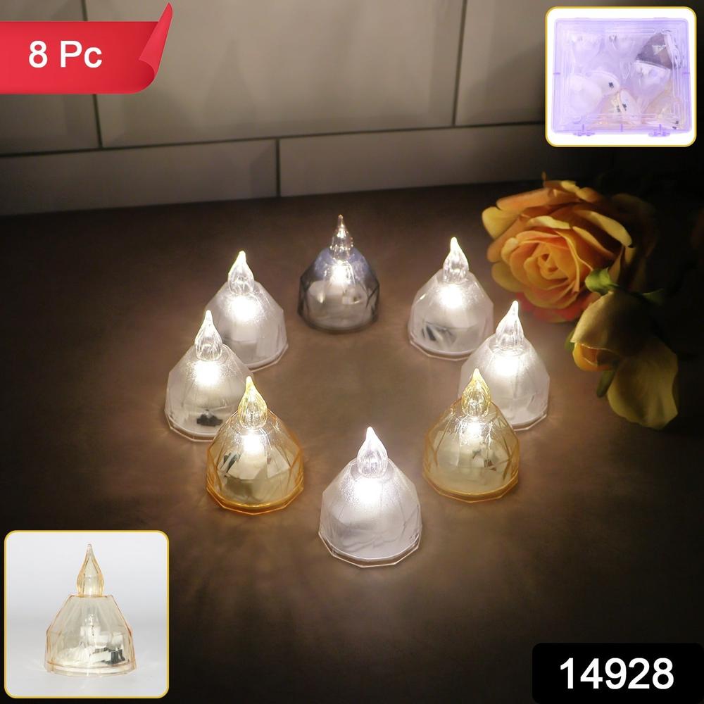 Led Flameless Decorative Diyas - (8 Pc) - Color: Mix