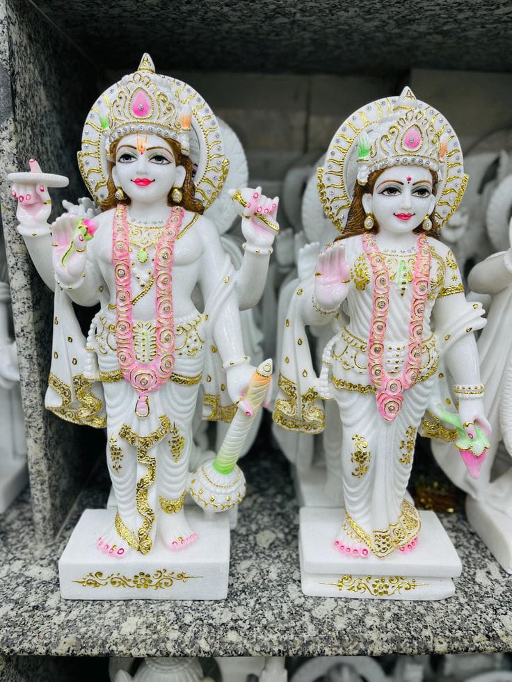 3 Feet Marble Laxmi Narayan Statue
