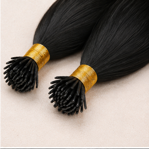 Black Straight Plastic Nano Tips Human Hair Extension