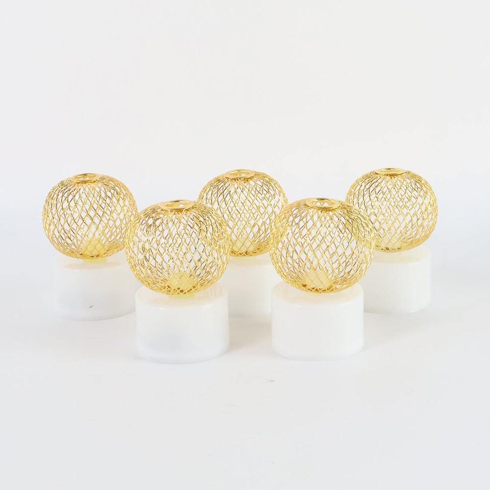 LED Ball Shaped Decorative Light with Mesh Cover (5 Pc / Set)