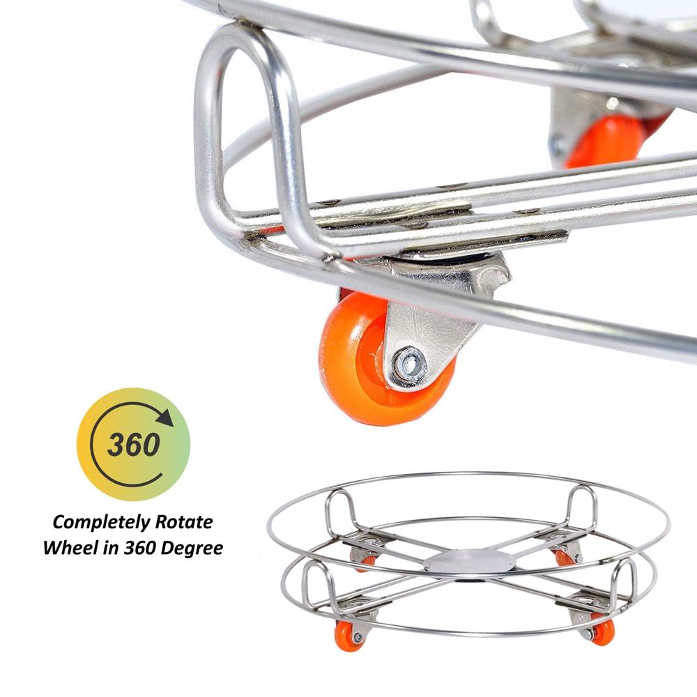 Stainless Steel Gas Cylinder Trolley Wheels LPG Cylinder Roller Stand Movable Trolley