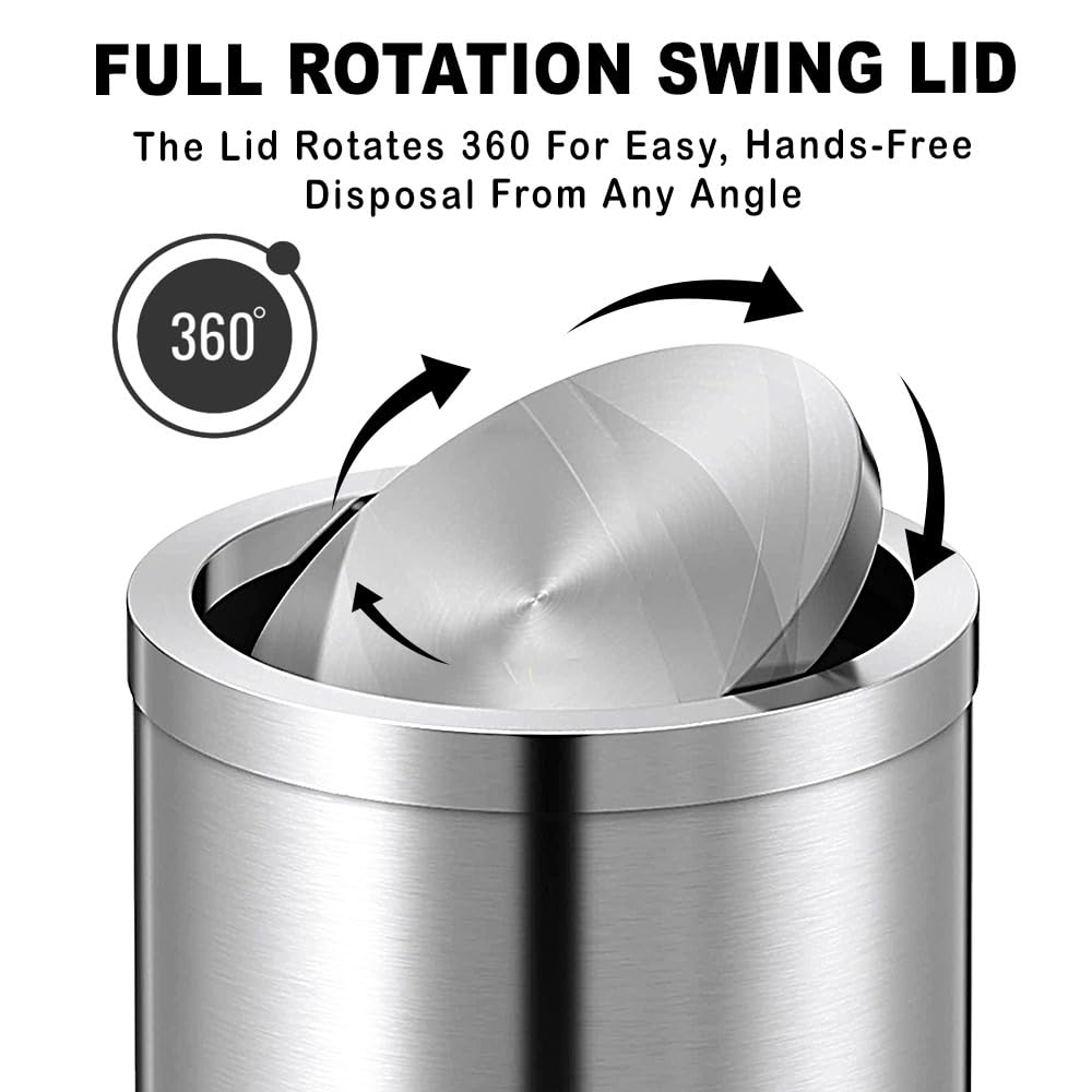 Mofna Stainless Steel Silver Swing Dustbin 10 Liter