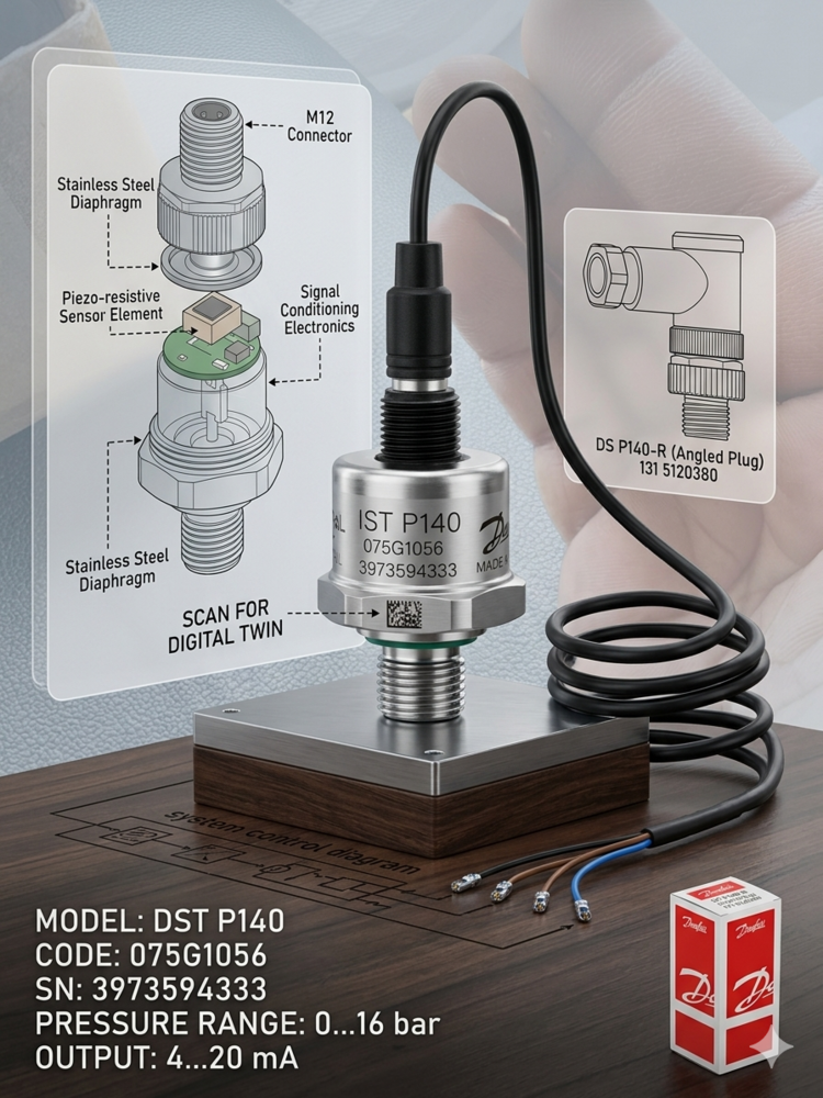Danfoss Dst P140 0-16 Bar Pressure Transmitter - Accuracy: 0.5% Fs