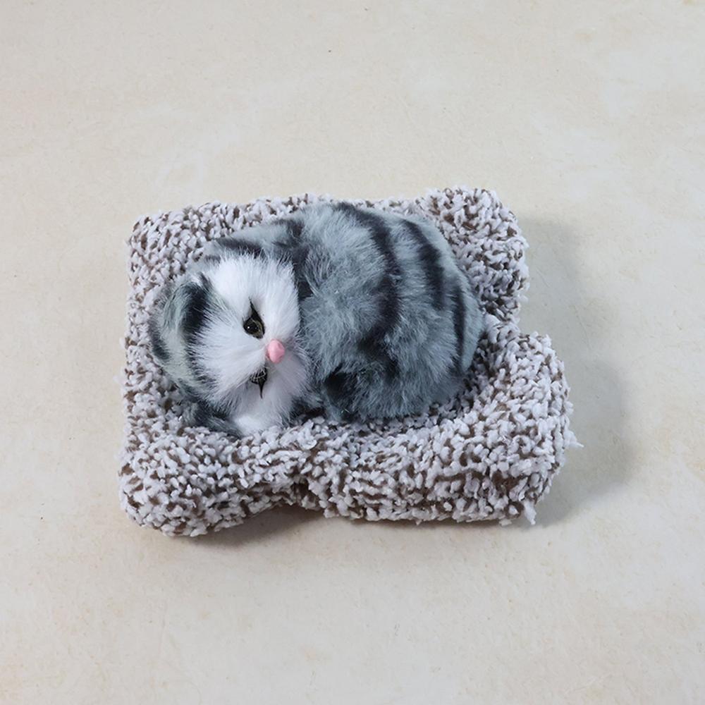 Soft Plush Cute Open-Eye Cat Car Dashboard Showpiece Toy (1 Pc)