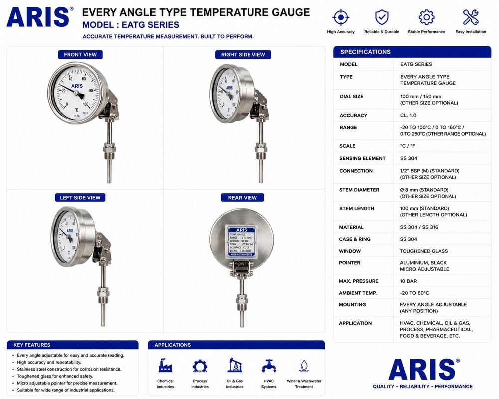 Every Angle Type Temprature Gauge
