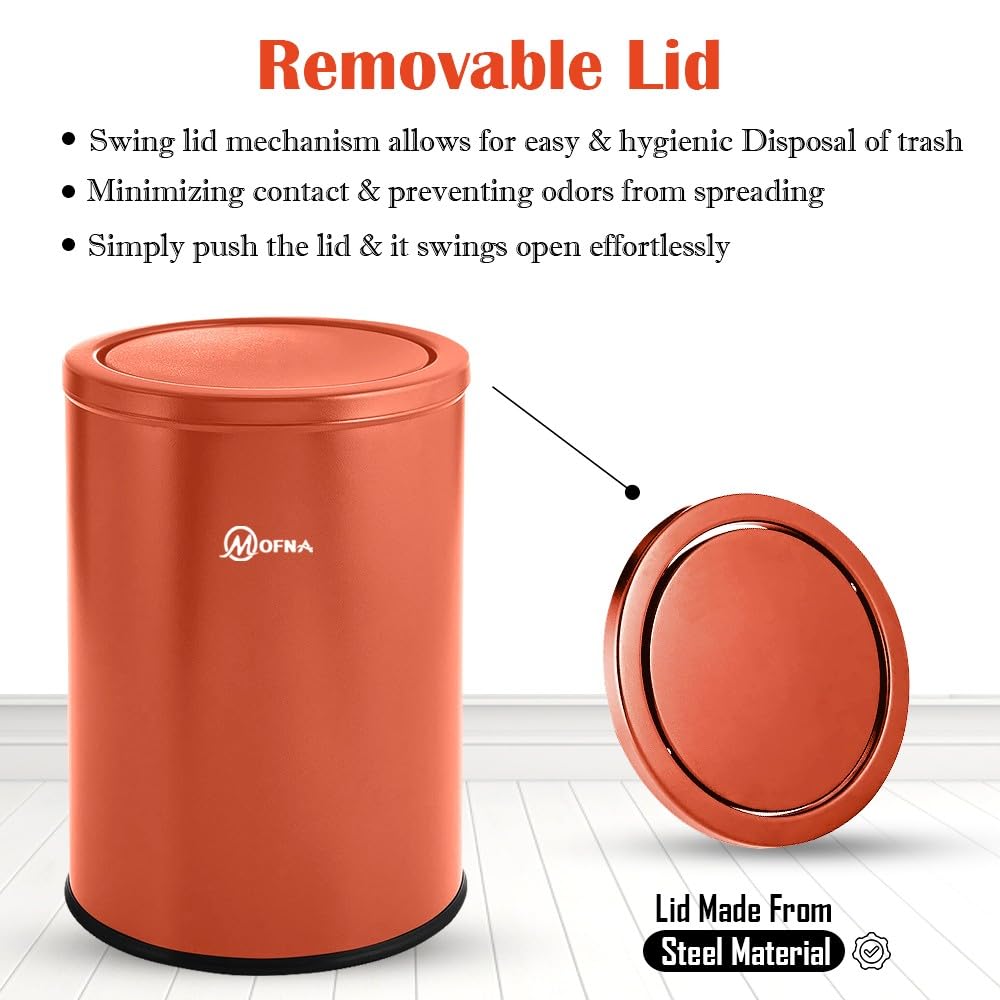 Mofna Stainless Steel Brown Swing Dustbin 22 Liter
