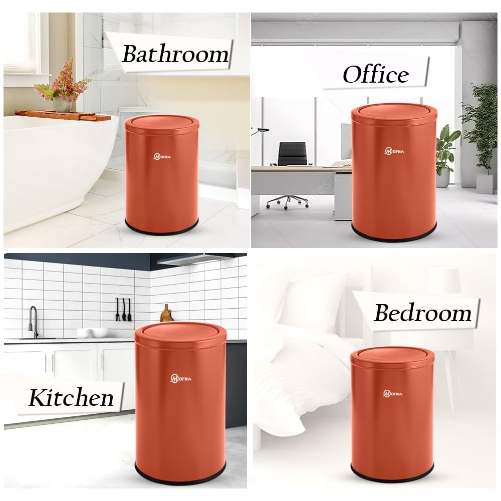 Mofna Stainless Steel Brown Swing Dustbin 22 Liter