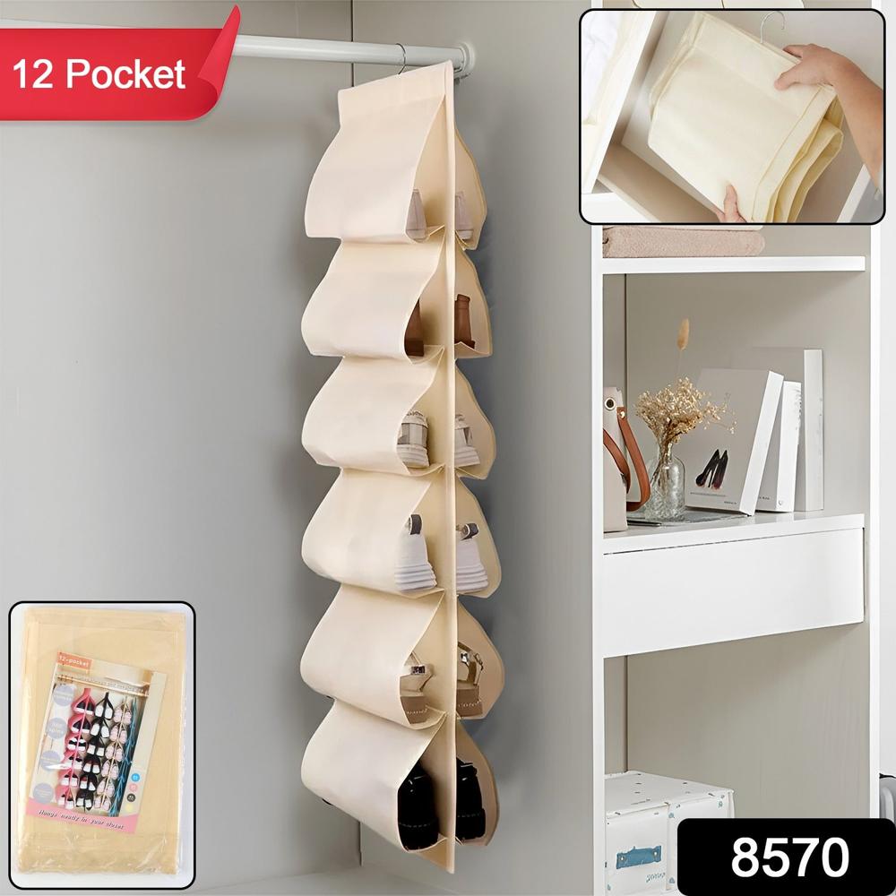 12 Grids Hanging Storage Bag (1 Pc / 12 Pocket / Mix Color) - Product Type: Home Utility Products