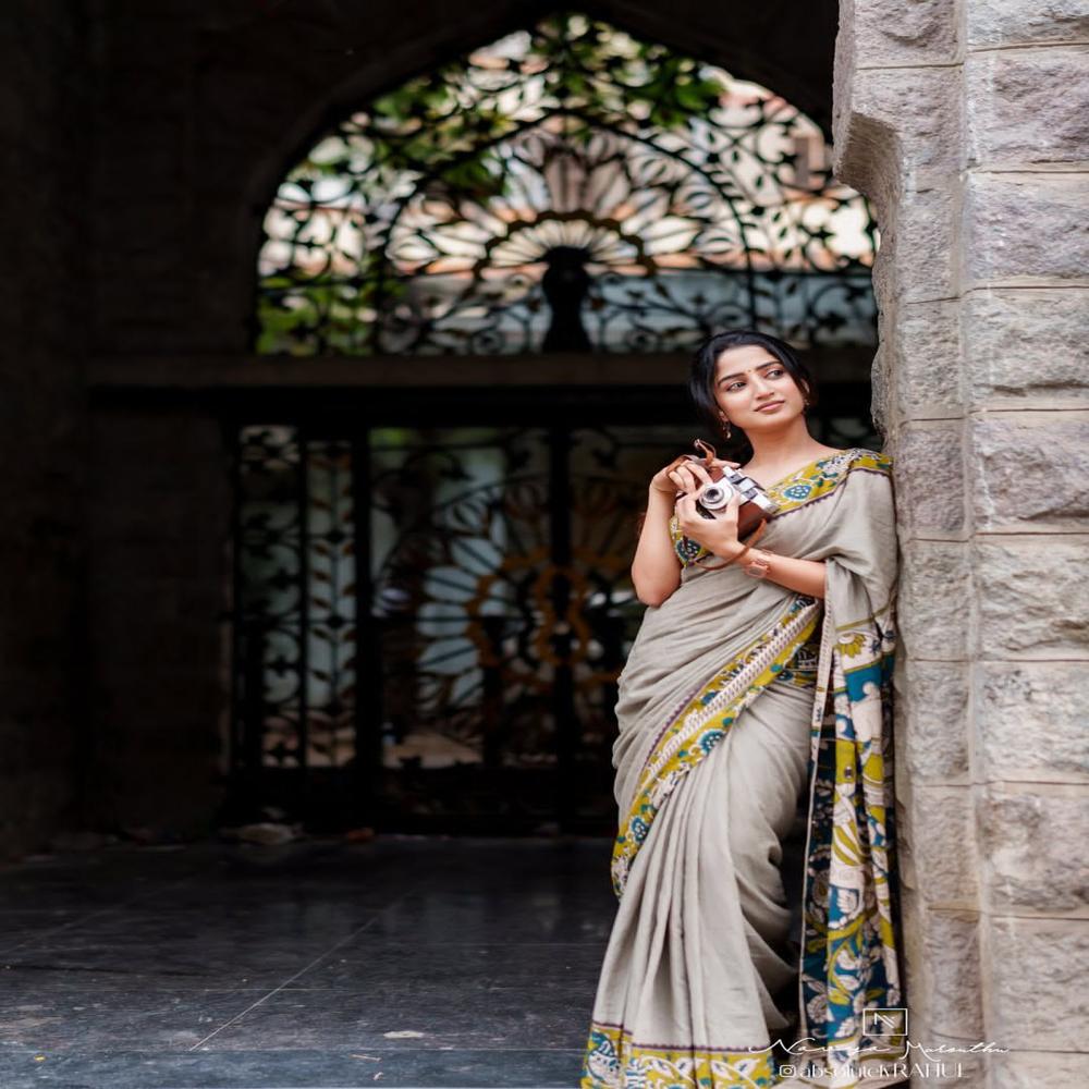Premium Kota Silk Saree With Embroidery Work - Bust Size: 44 Inch (in)