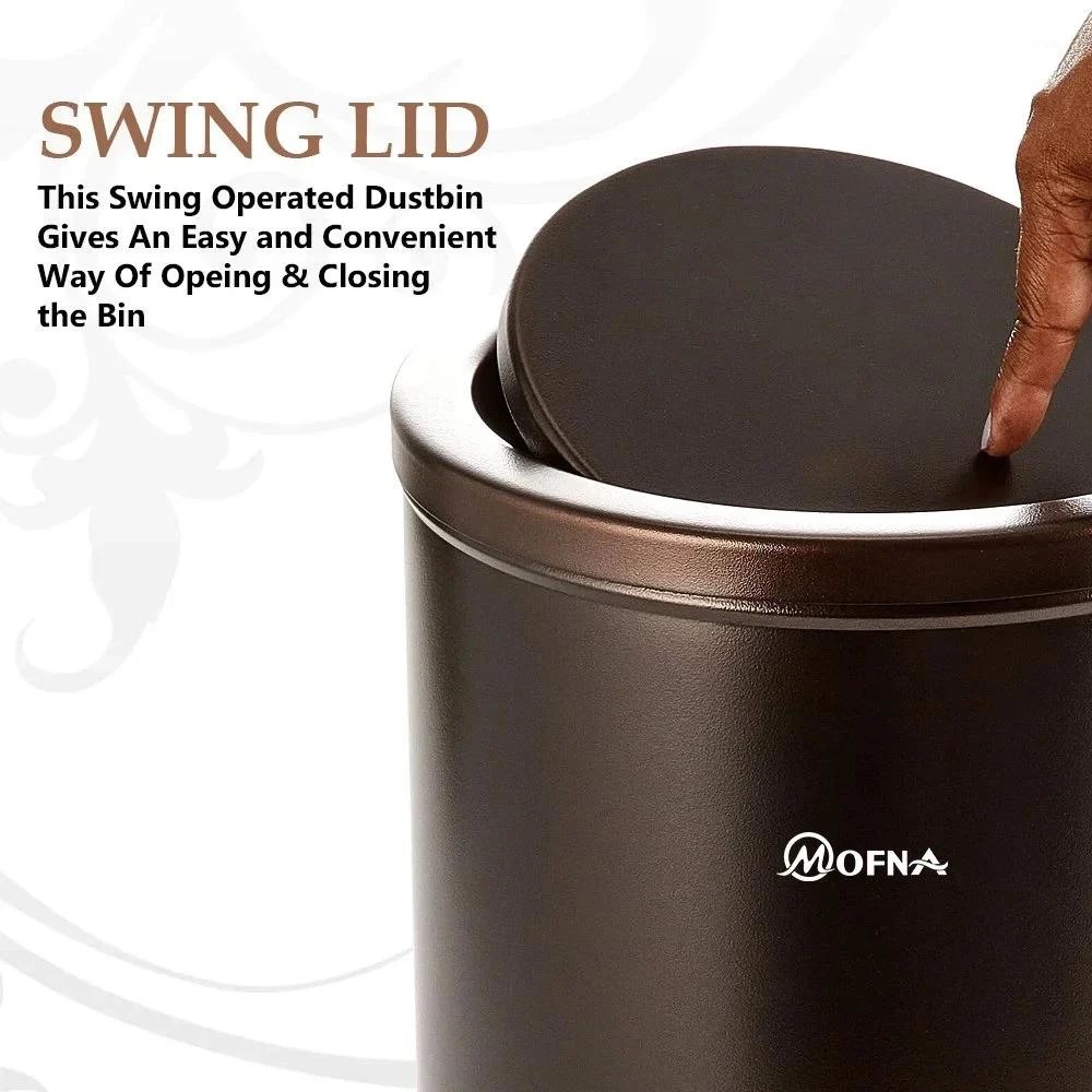 Mofna Stainless Steel Bronze Swing Dustbin 30 Liter
