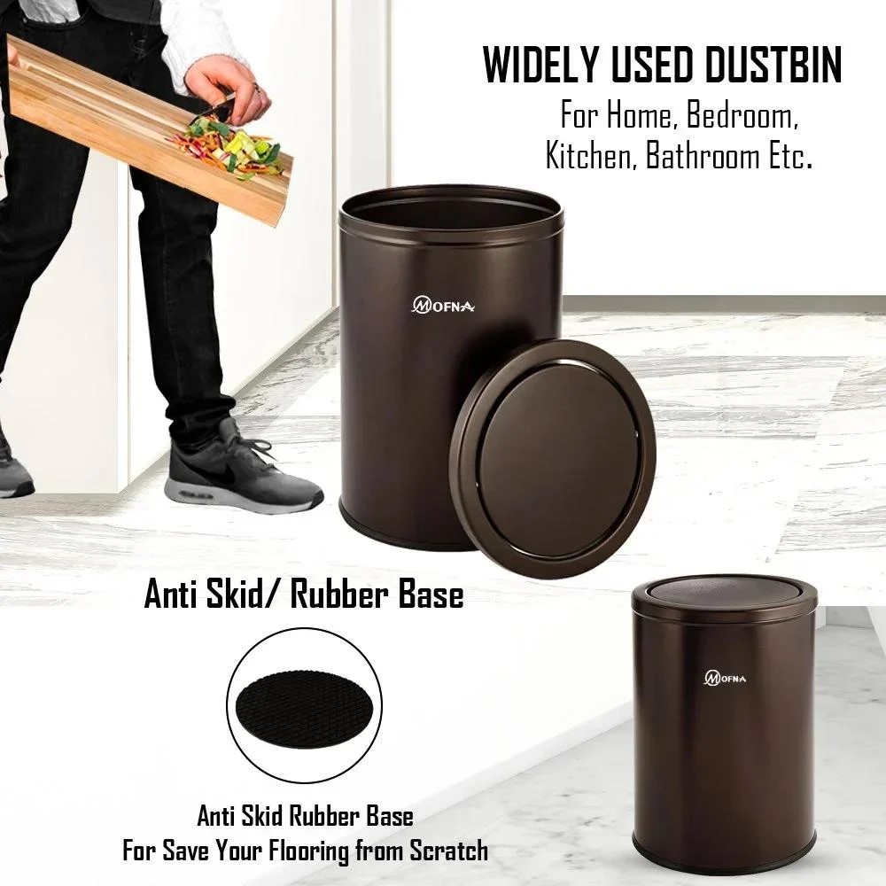 Mofna Stainless Steel Bronze Swing Dustbin 30 Liter