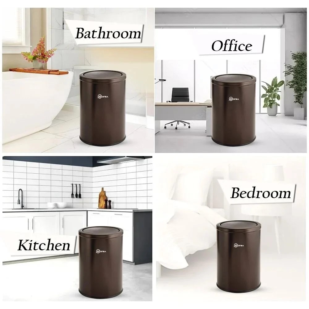 Mofna Stainless Steel Bronze Swing Dustbin 30 Liter