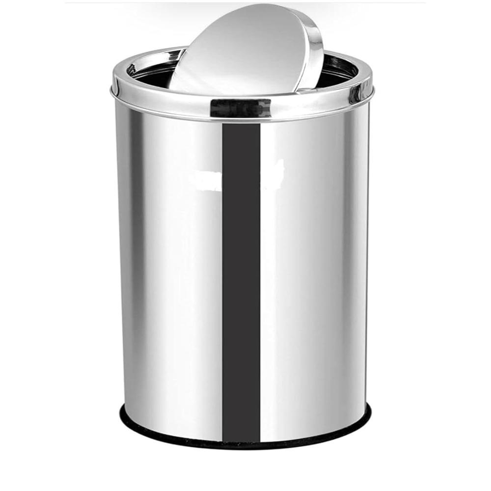 Mofna Stainless Steel Silver Long Swing Dustbin 40 Liter