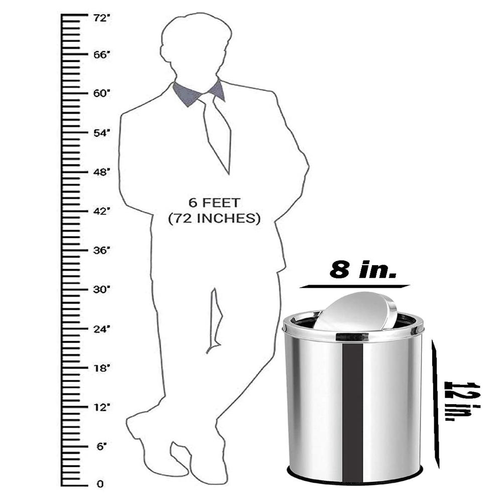 Mofna Stainless Steel Silver Long Swing Dustbin 40 Liter