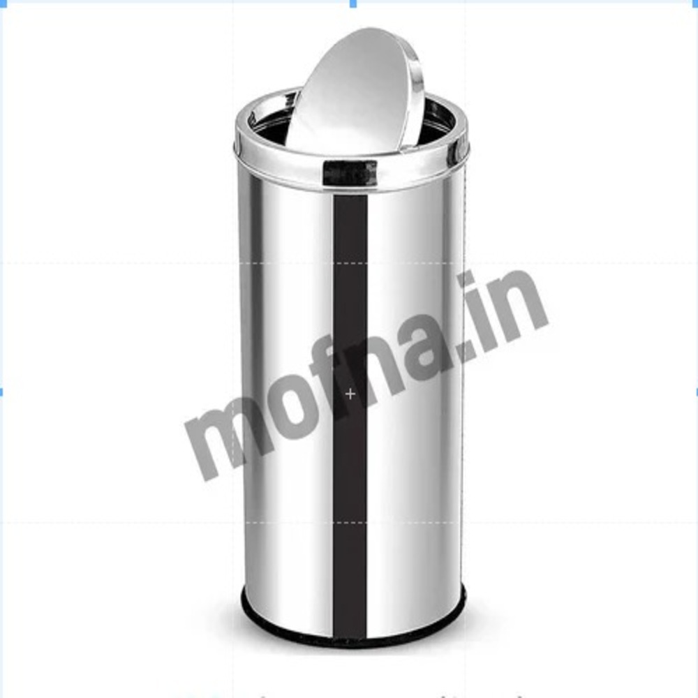 Mofna Stainless Steel Silver Long Swing Dustbin 40 Liter