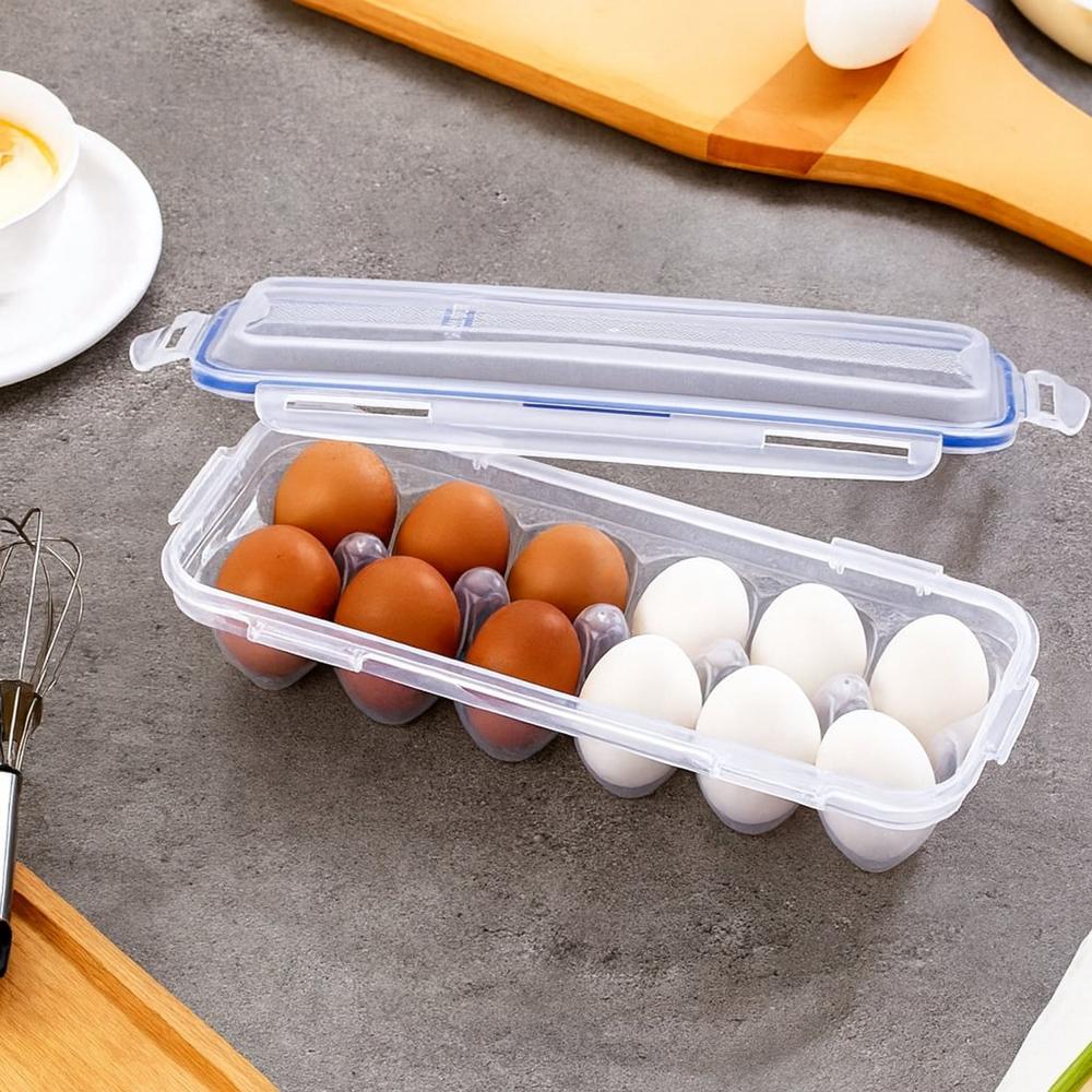 Lock-clip Refrigerator Egg Storage Box - (1 Pc) - Color: Mix
