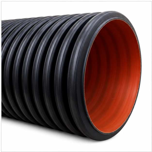 Long 250mm Double Wall Corrugated HDPE Pipe