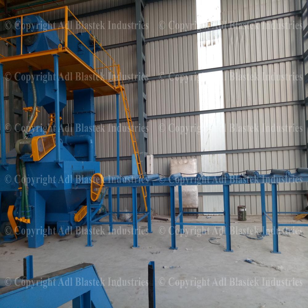Adl Blastek Roller Conveyor Machine - Manganese Steel, 7000x4600x5000mm, Blue & Grey | Plc Automation, Abrasive Recycling, Adjustable Conveyor Height