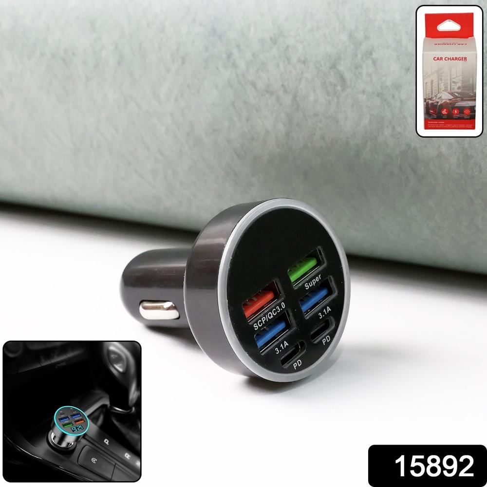 Multi-Port Fast Car Charger for 12V/24V Vehicles 4-USB Smart Adapter